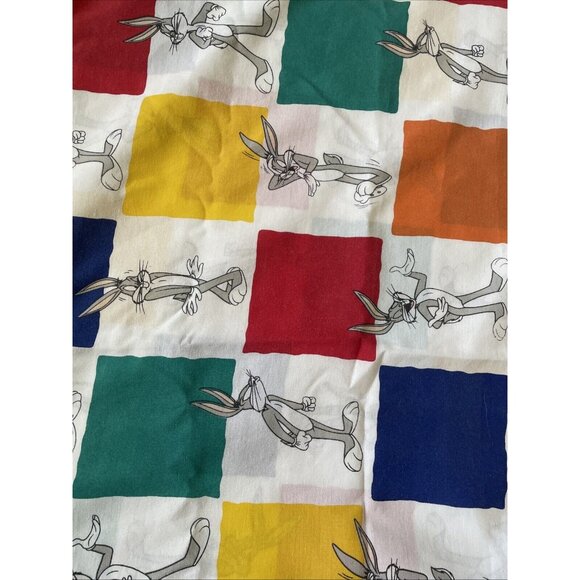 Vintage 1997 Warner Bros Bugs Bunny Twin Flat Sheet 70% Polyester 30% Cotton Mul - Picture 4 of 12